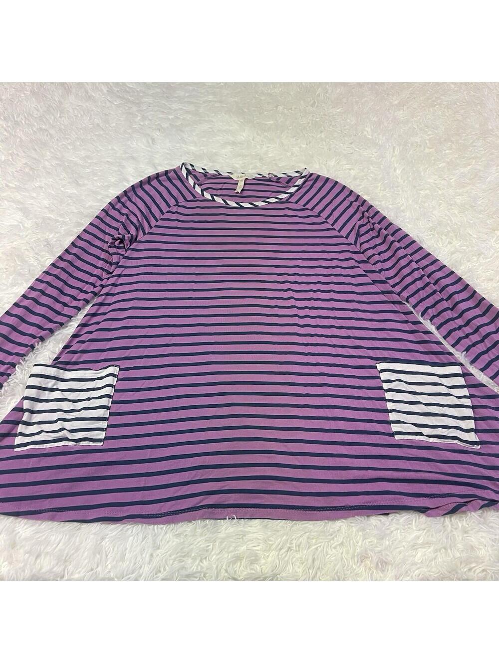 Matilda Jane Tunic Knit Top Sz Med Purple Blue Striped Long Sleeve Make Believe
